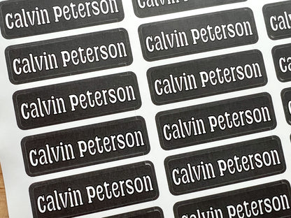 48 Skinny Black Name Labels