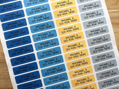 48 Skinny Name & Phone Number Stickers