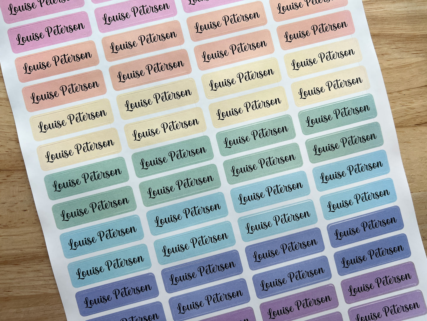 48 Skinny Rainbow Name Stickers