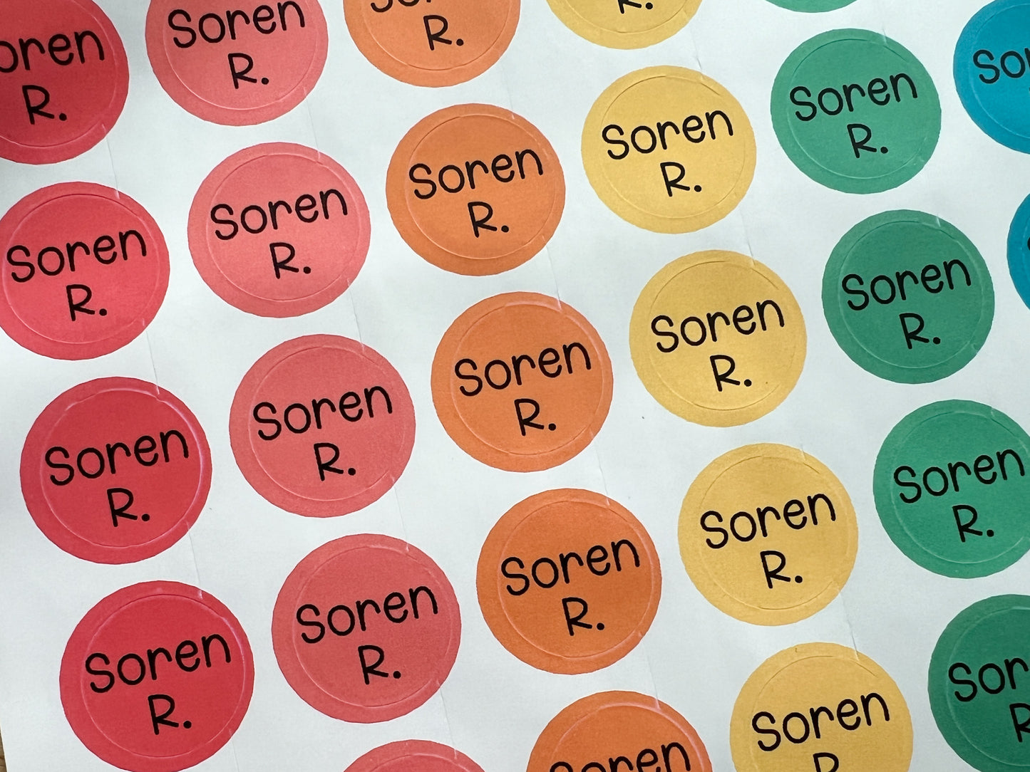 80 Round Waterproof Name Labels