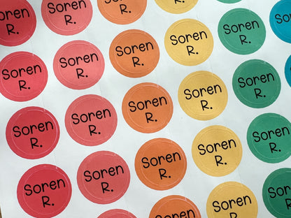 80 Round Waterproof Name Labels
