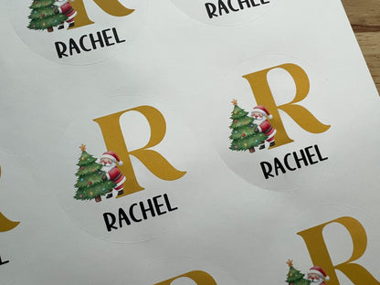 Christmas Monogram Santa Gift Labels (Set of 12)