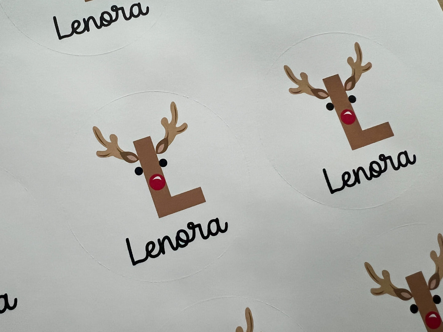 Personalized Reindeer Monogram Gift Labels (Set of 12)