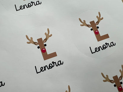 Personalized Reindeer Monogram Gift Labels (Set of 12)