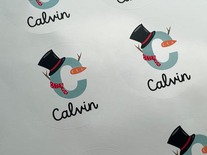 Personalized Snowman Monogram Gift Labels (Set of 12)