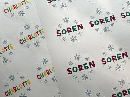 Personalized Snowflake Christmas Gift Labels (Set of 12)