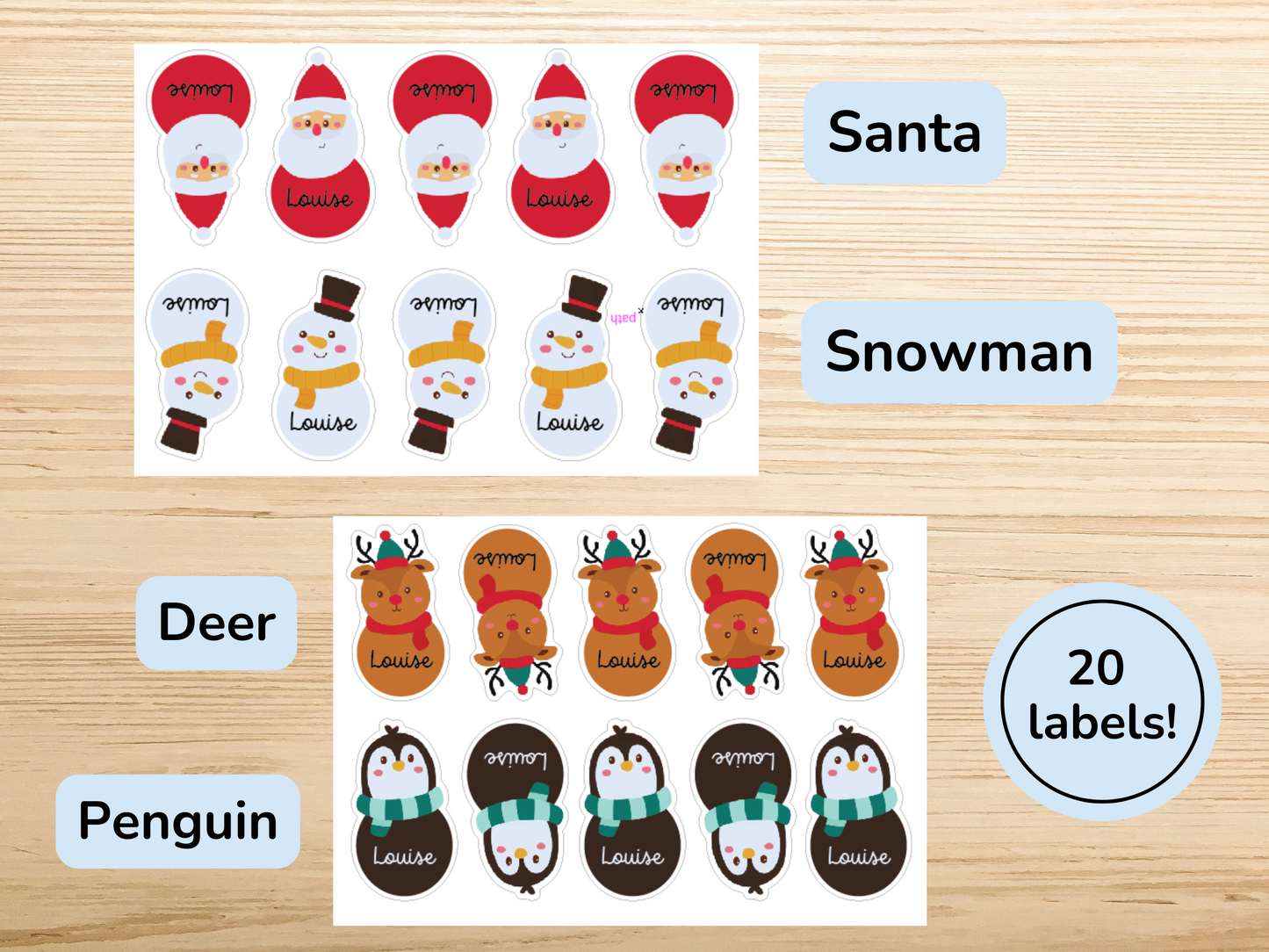 Personalized Christmas Character Gift Labels (Set of 20)