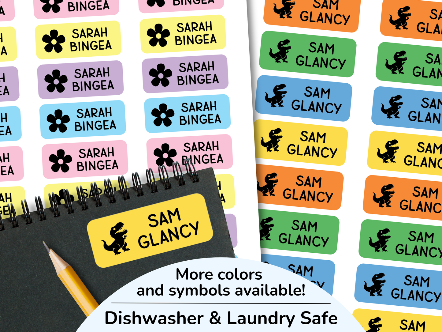 30 Standard Icon Waterproof Name Sticker Labels