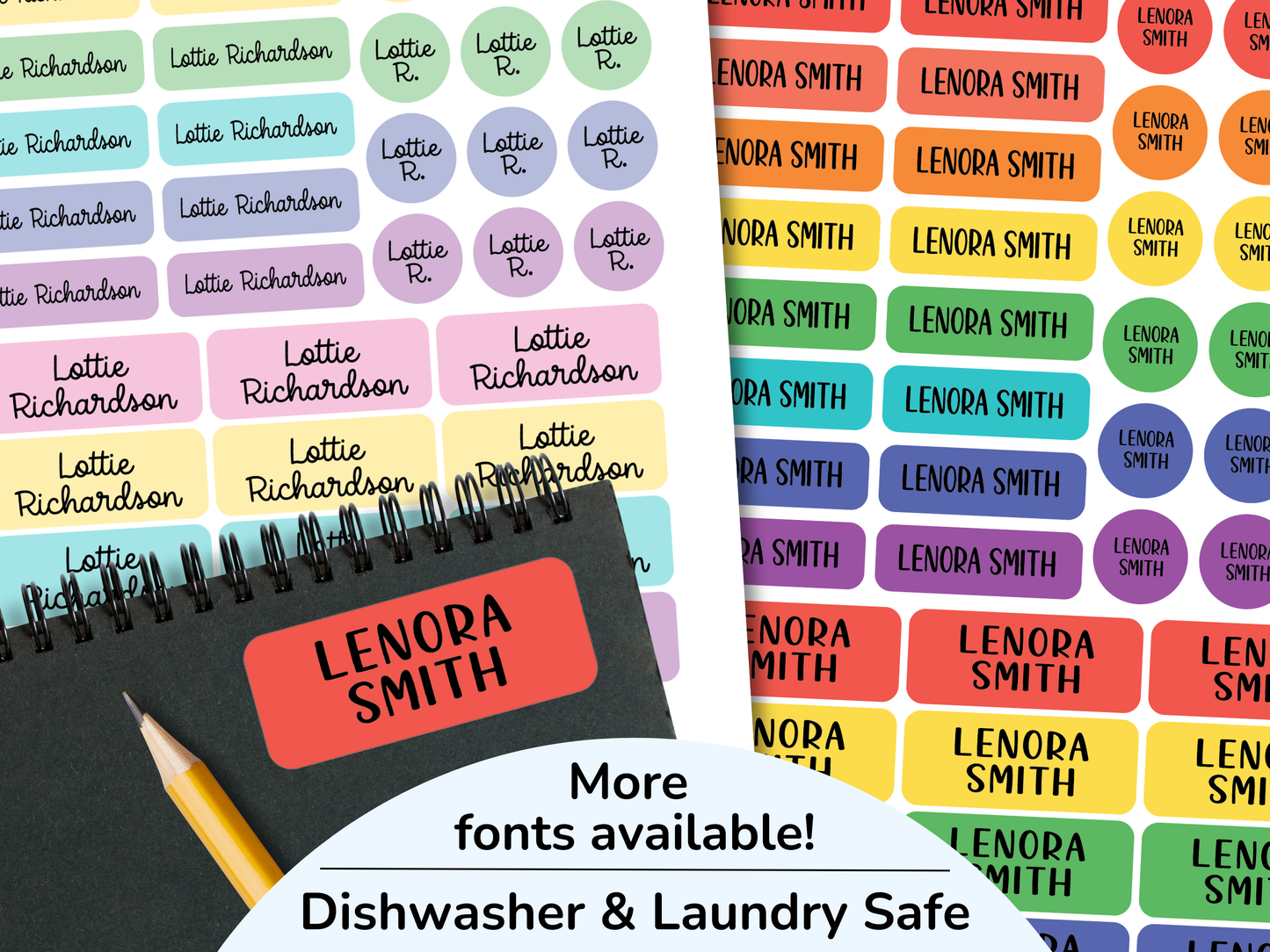 46 Mixed Size Rainbow Name Sticker Labels