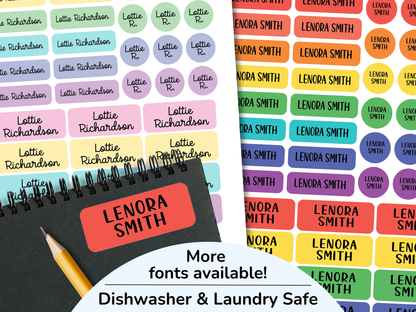 46 Mixed Size Rainbow Name Sticker Labels