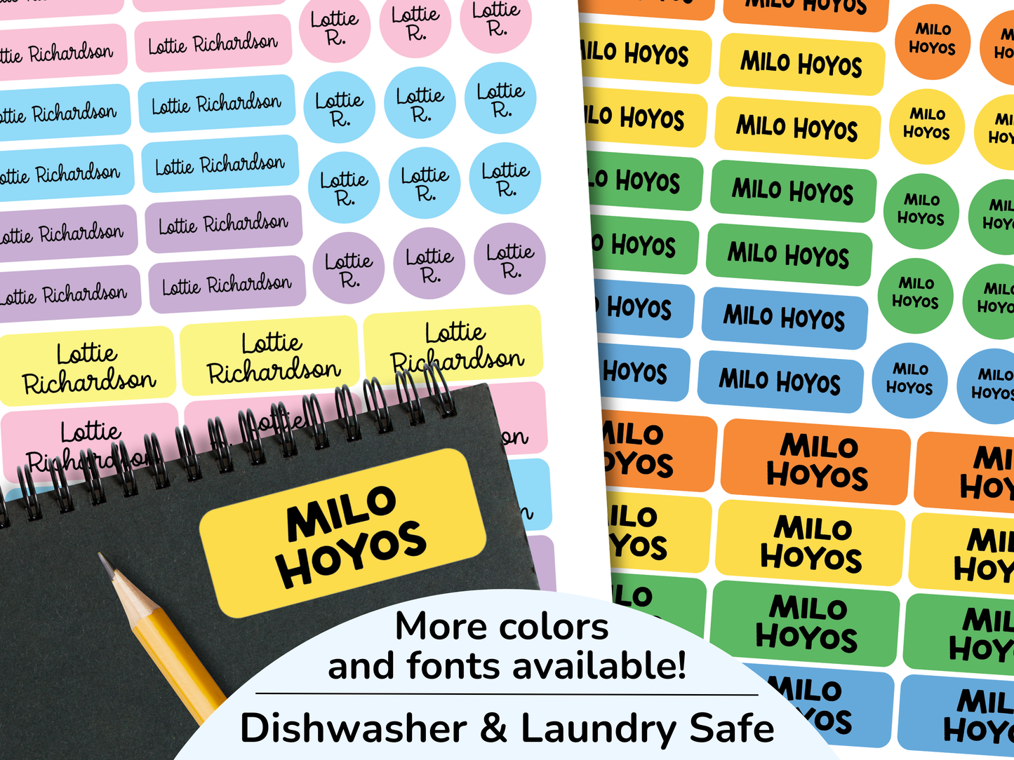 46 Mixed Size Waterproof Name Sticker Labels