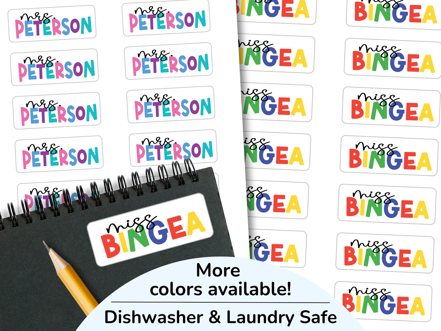 Waterproof Teacher Name Stickers, Teacher Appreciation Gift
