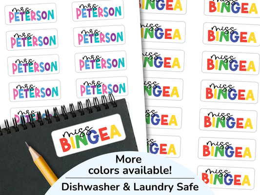 Waterproof Teacher Name Stickers, Teacher Appreciation Gift