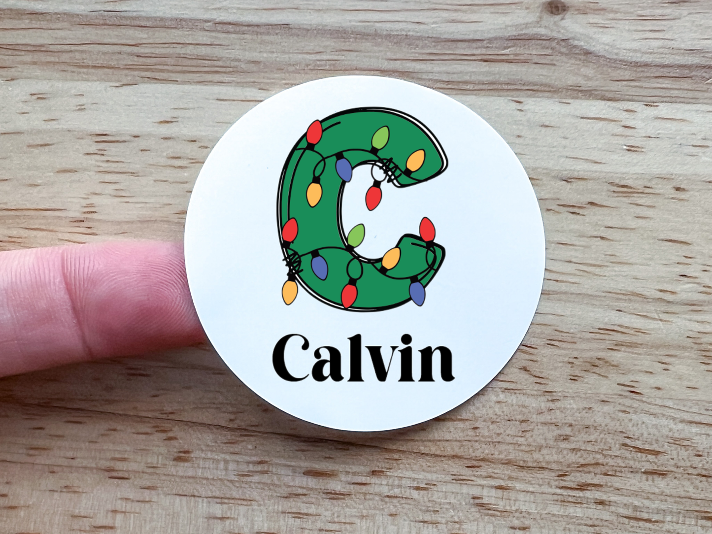 Personalized Christmas Lights Monogram Gift Labels (Set of 12)