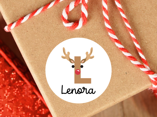 Personalized Reindeer Monogram Gift Labels (Set of 12)