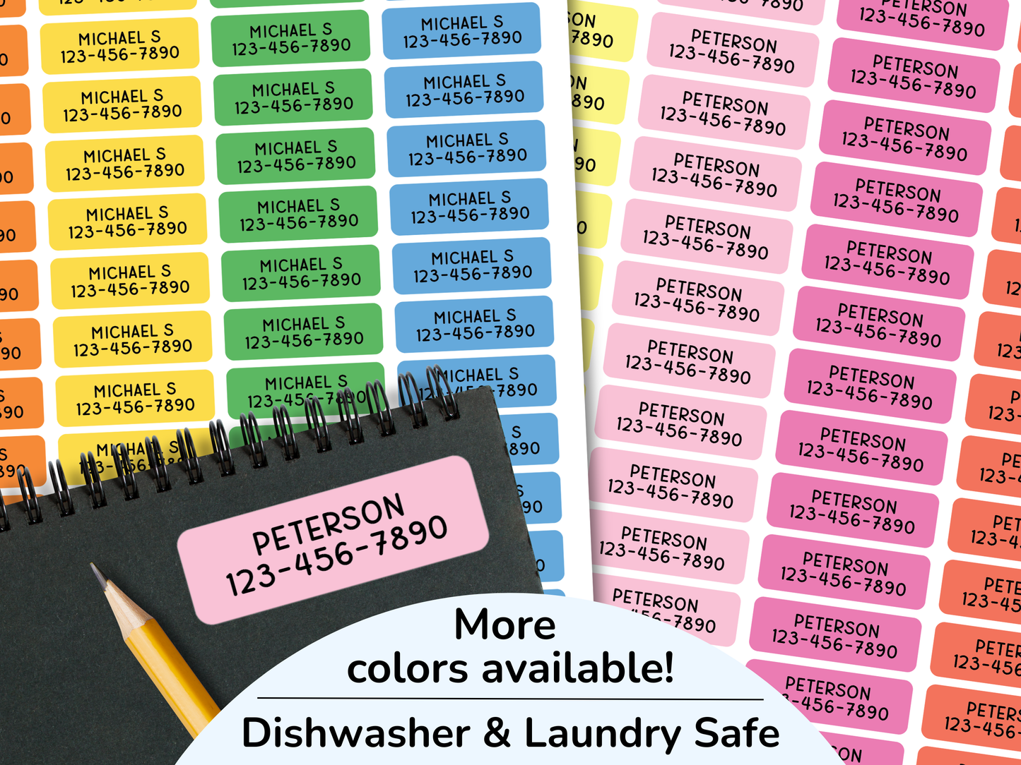 48 Skinny Name & Phone Number Stickers