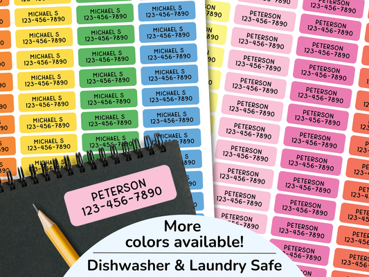 48 Skinny Name & Phone Number Stickers