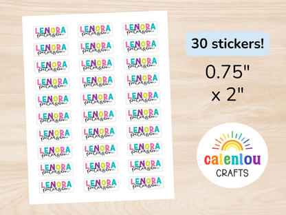 30 Standard Waterproof Name Sticker Labels, Notebook Design