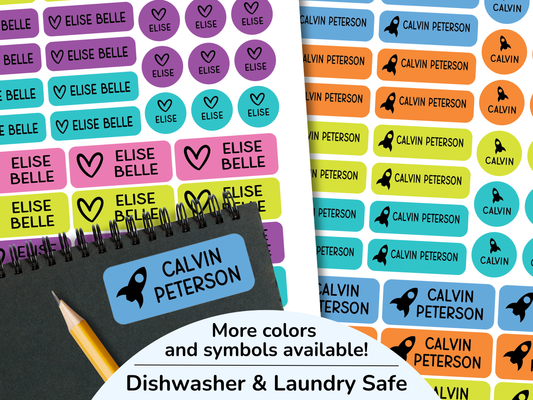 46 Mixed Size Icon Waterproof Name Sticker Labels