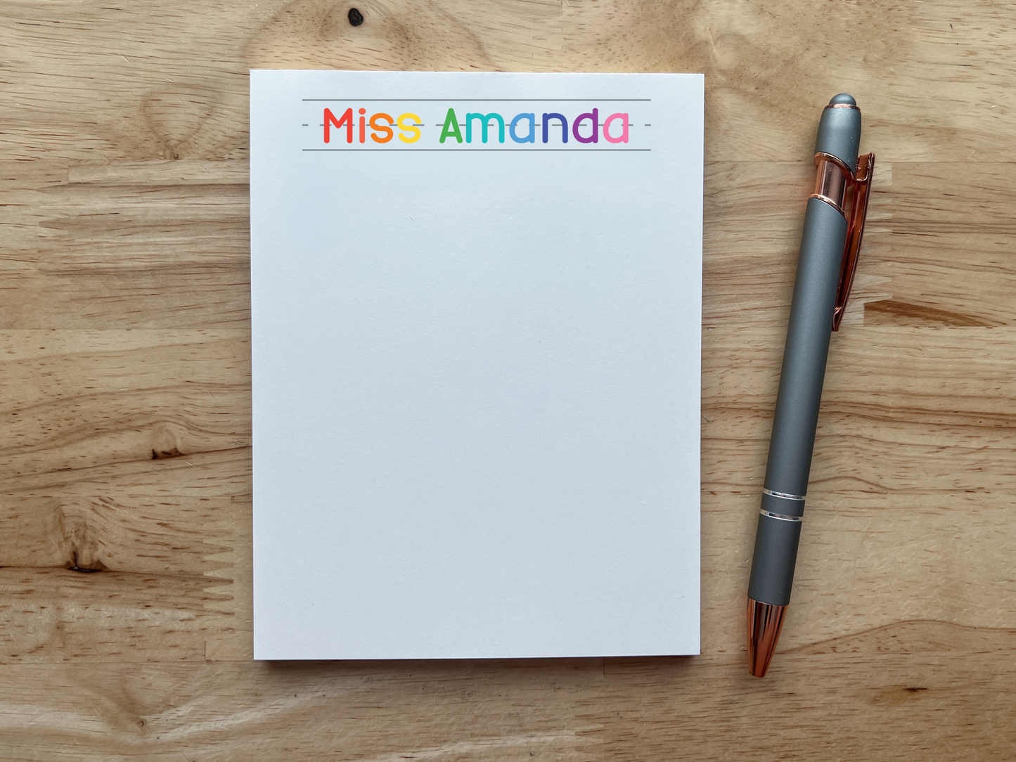 Personalized Rainbow Name Teacher Notepad