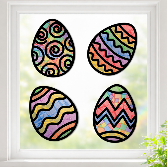 Easter Egg Suncatcher Sticker Craft Kit, Set of 4