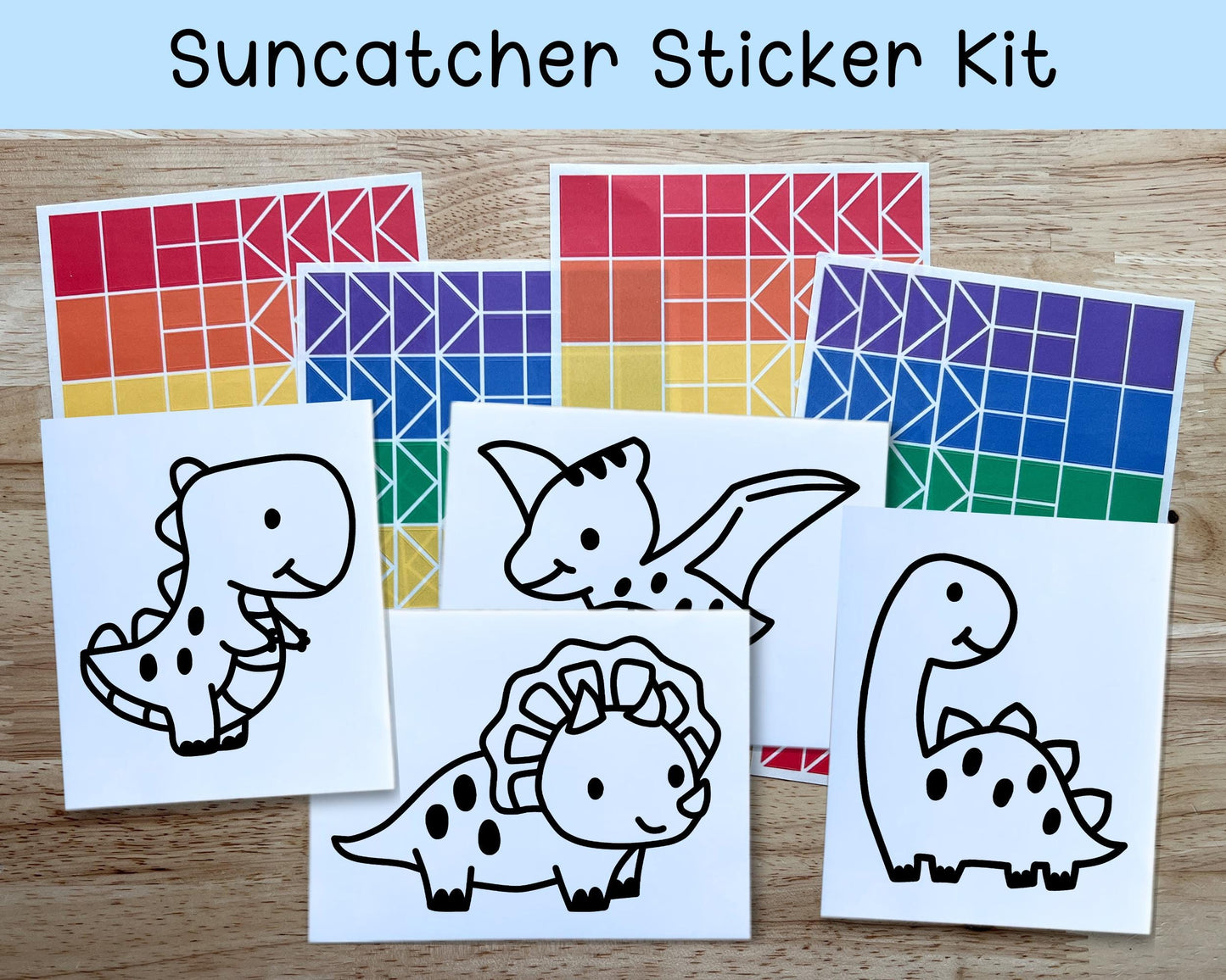 Dinosaur Suncatcher Sticker Craft Kit, Set of 4