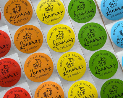 Unicorn Birthday Party Favor Labels (Set of 10)