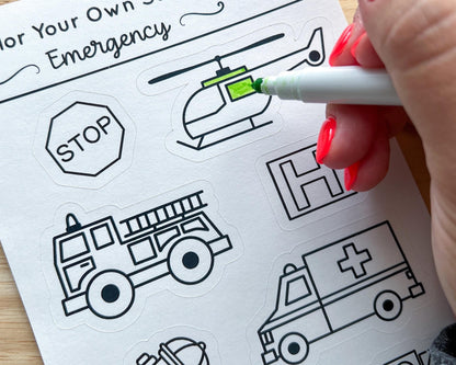 Emergency Color Your Own Stickers