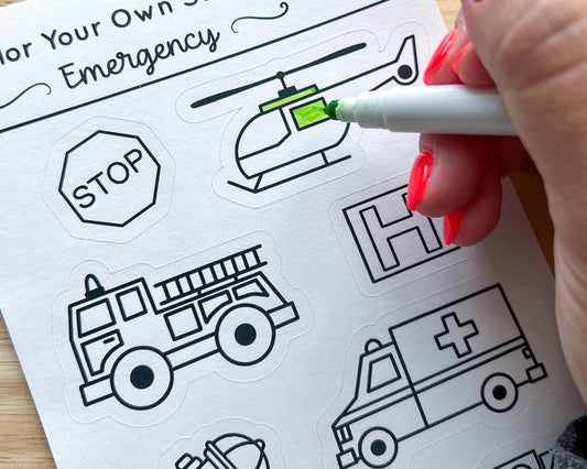 Emergency Color Your Own Stickers