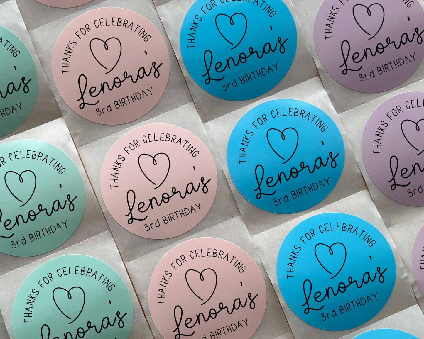 Heart Birthday Party Favor Label (Set of 10)