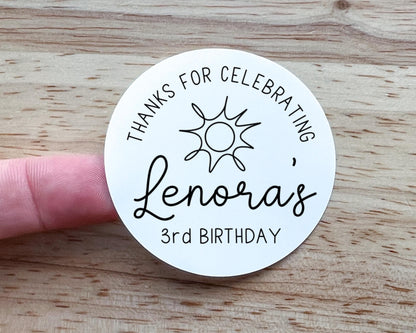 Sun Birthday Party Favor Labels (Set of 10)