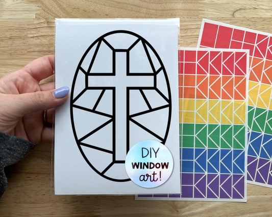 Large Cross Suncatcher Sticker Easter Craft Kit