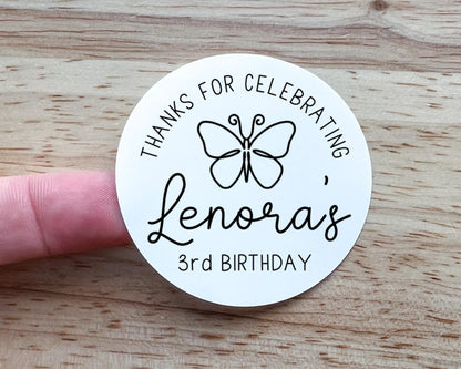 Butterfly Birthday Party Favor Labels (Set of 10)
