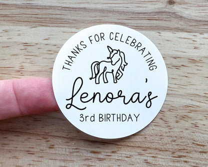 Unicorn Birthday Party Favor Labels (Set of 10)