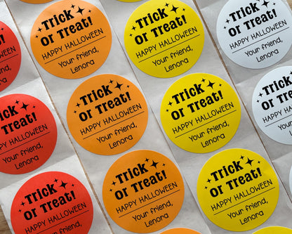 Trick or Treat Halloween Party Favor Labels (Set of 10)