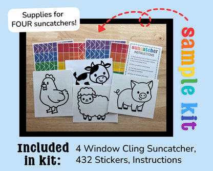 Safari Animal Suncatcher Sticker Craft Kit, Set of 4