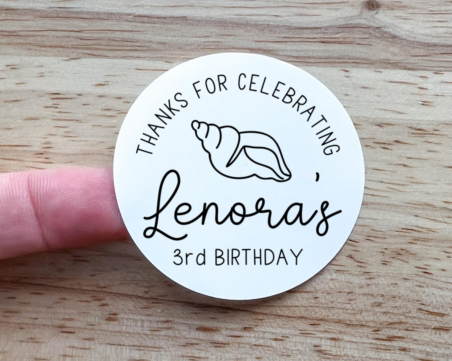 Seashell Birthday Party Favor Labels (Set of 10)