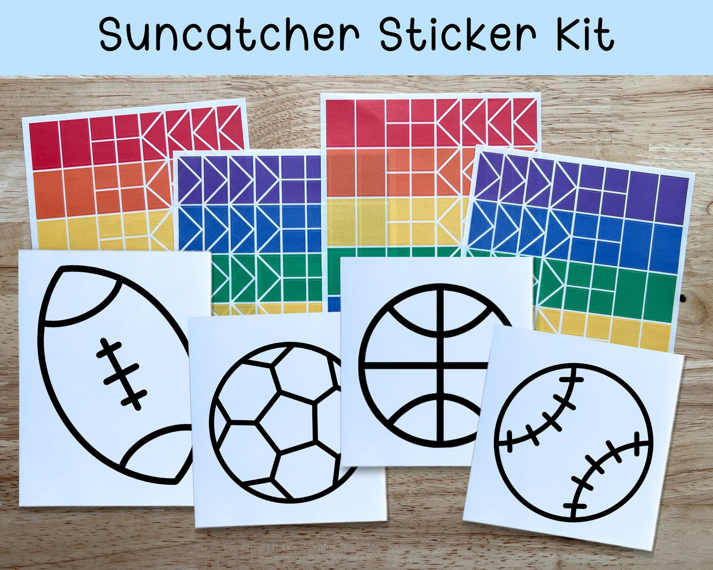 Sports Suncatcher Sticker Craft Kit, Set of 4
