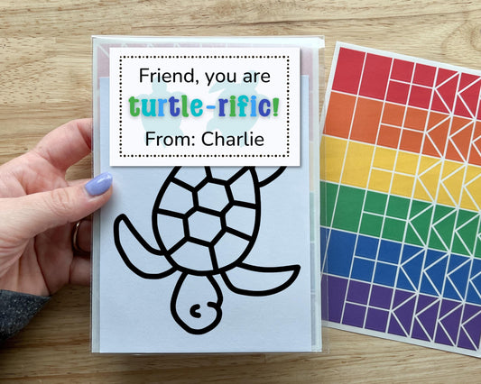 Sea Turtle Valentines Day Class Favor, Suncatcher Craft Kit