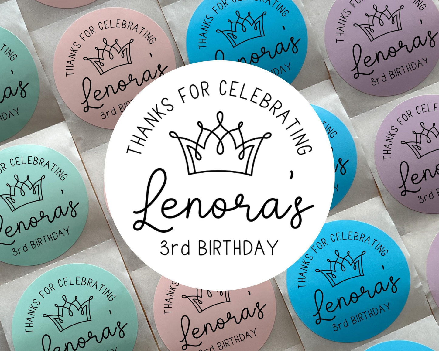 Princess Birthday Party Favor Labels (Set of 10)