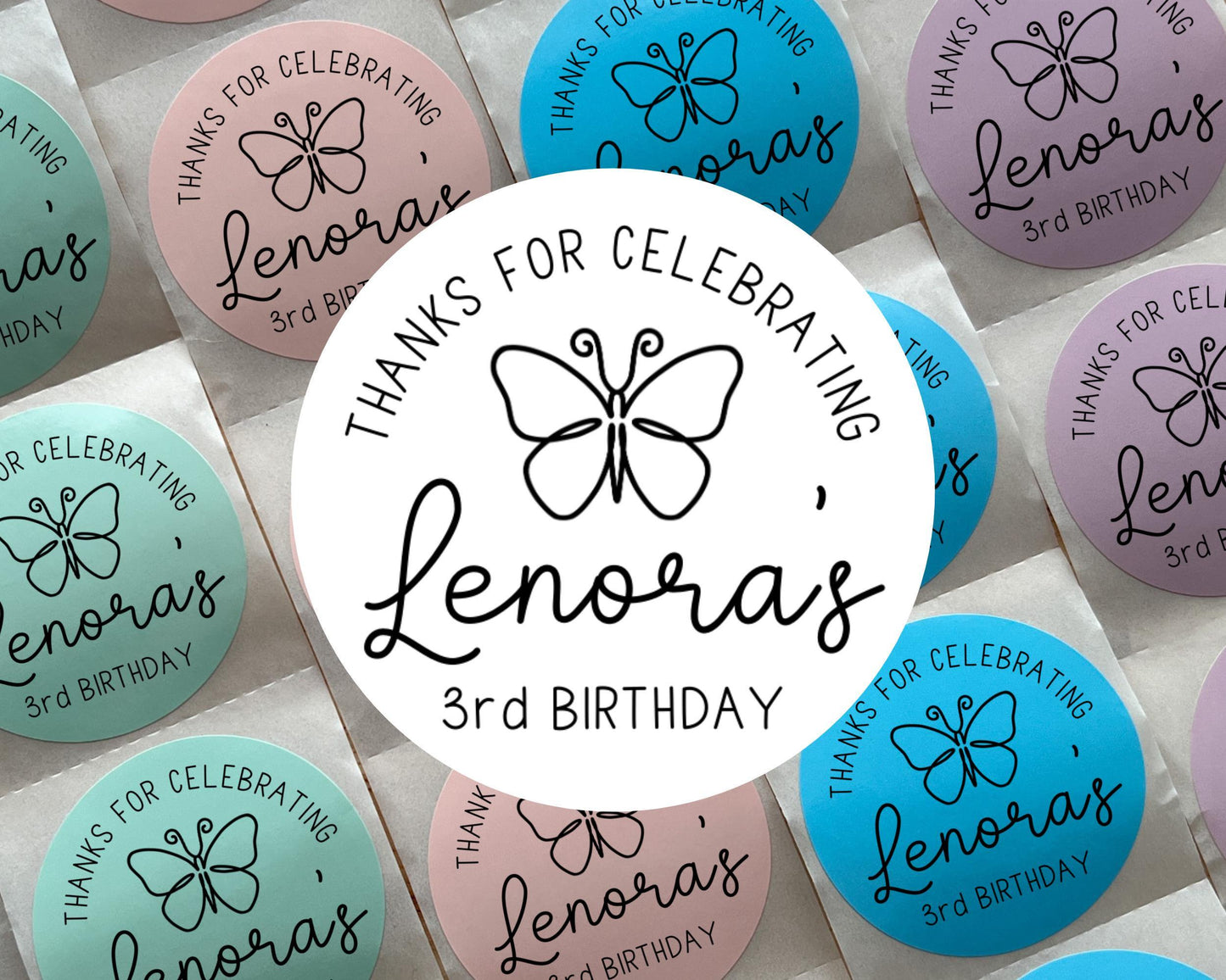 Butterfly Birthday Party Favor Labels (Set of 10)