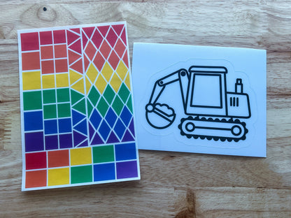 Excavator Suncatcher Sticker Craft Kit