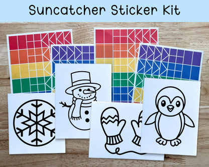 Winter Suncatcher Sticker Holiday Craft Kit, Set of 4