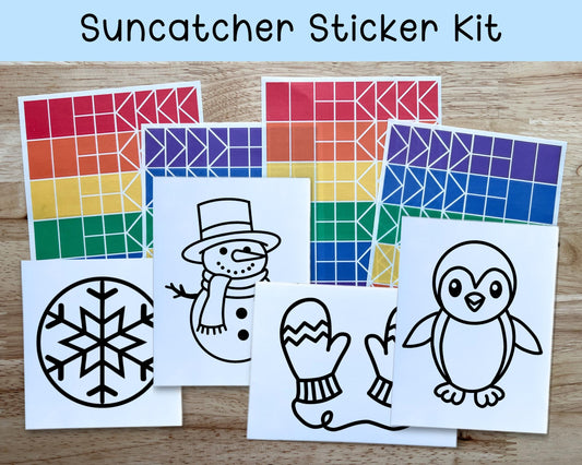 Winter Suncatcher Sticker Holiday Craft Kit, Set of 4