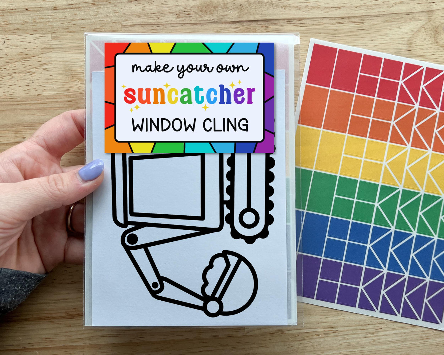 Excavator Suncatcher Sticker Craft Kit