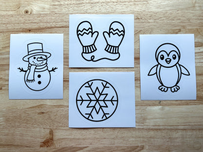 Winter Suncatcher Sticker Holiday Craft Kit, Set of 4