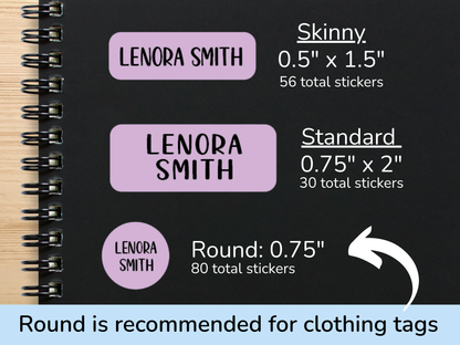 48 Skinny Black Name Labels