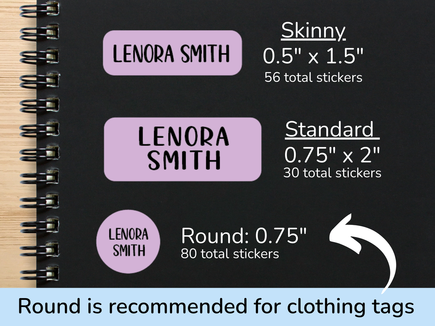 30 Standard Waterproof Name Sticker Labels