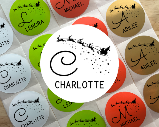 Santa Sleigh Christmas Gift Labels (Set of 10)