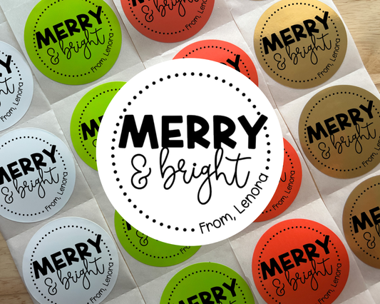 Merry & Bright Holiday Gift Labels (Set of 10)